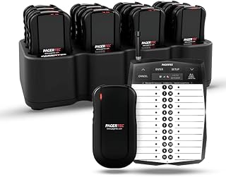 PagerTec TrackStaff V3 Wireless Paging Calling System (Server Paging) for Restaurants, Hospitals, Office & Hotels, Long Range Pagers Up to 1/2 Miles (Set of 18 Pagers)