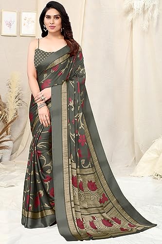 Image of MIRCHI FASHION Saree for Woman Chiffon Floral Printed | Lightweight Daily Wear Women's Sari with Unstitched Blouse Piece (Available in 20 Colors)