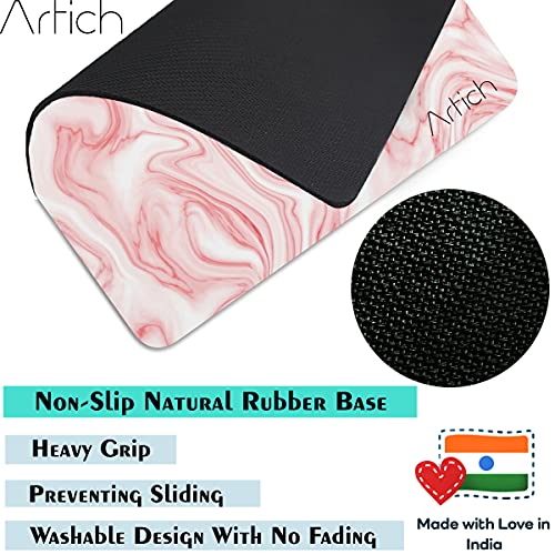 Image of Artich Designer Gaming Mouse Pad for Office Laptop /Computer with Super Soft Non-Slip Rubber Base and Lycra Cloth Surface for Silky Touch Rectangle (Light Pink Smoke Marble)