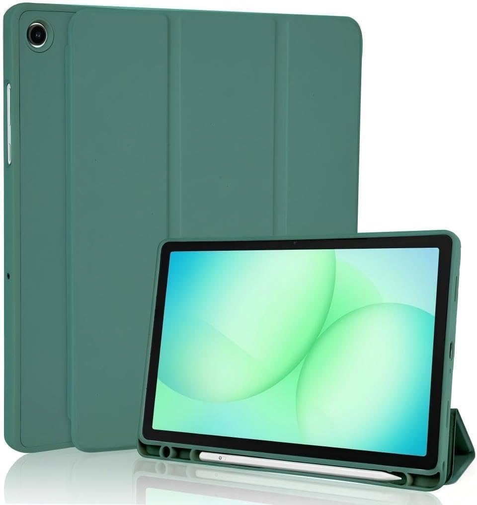 Hülle Kompatibel mit Samsung Galaxy Tab A11+ Plus 11 Zoll 2025 / Tab A9+ Plus 2023 Hülle mit Stifthalter, Trifold Ständer Schutzhülle, Auto Schlafen/Wachen, Kiefergrün