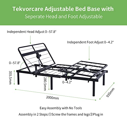 Majnesvon Adjustable Bed Frame Base,5 Minute Assembly, One Touch Comfort Positions, Advanced Smooth Silent Operation, Under Bed Light And Usb Port, Twin Xl (Twin Xl) #TOP1