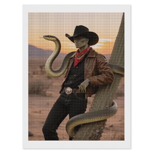 Kit peinture diamant 5D serpent de cowboy maccbn pour adulte canevas carré décoration salon broderie