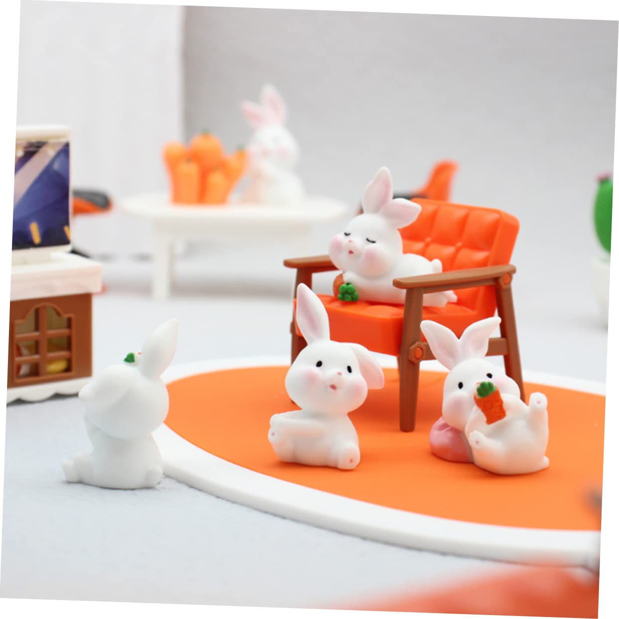 Alipis 3 Juegos Adornos de Resina decoración Pascua decoración de Pascua los Adornos de Oficina Estatua de Conejo Feng Shui Decoraciones de Pastel Office Decor pequeño Conejito de Mesa