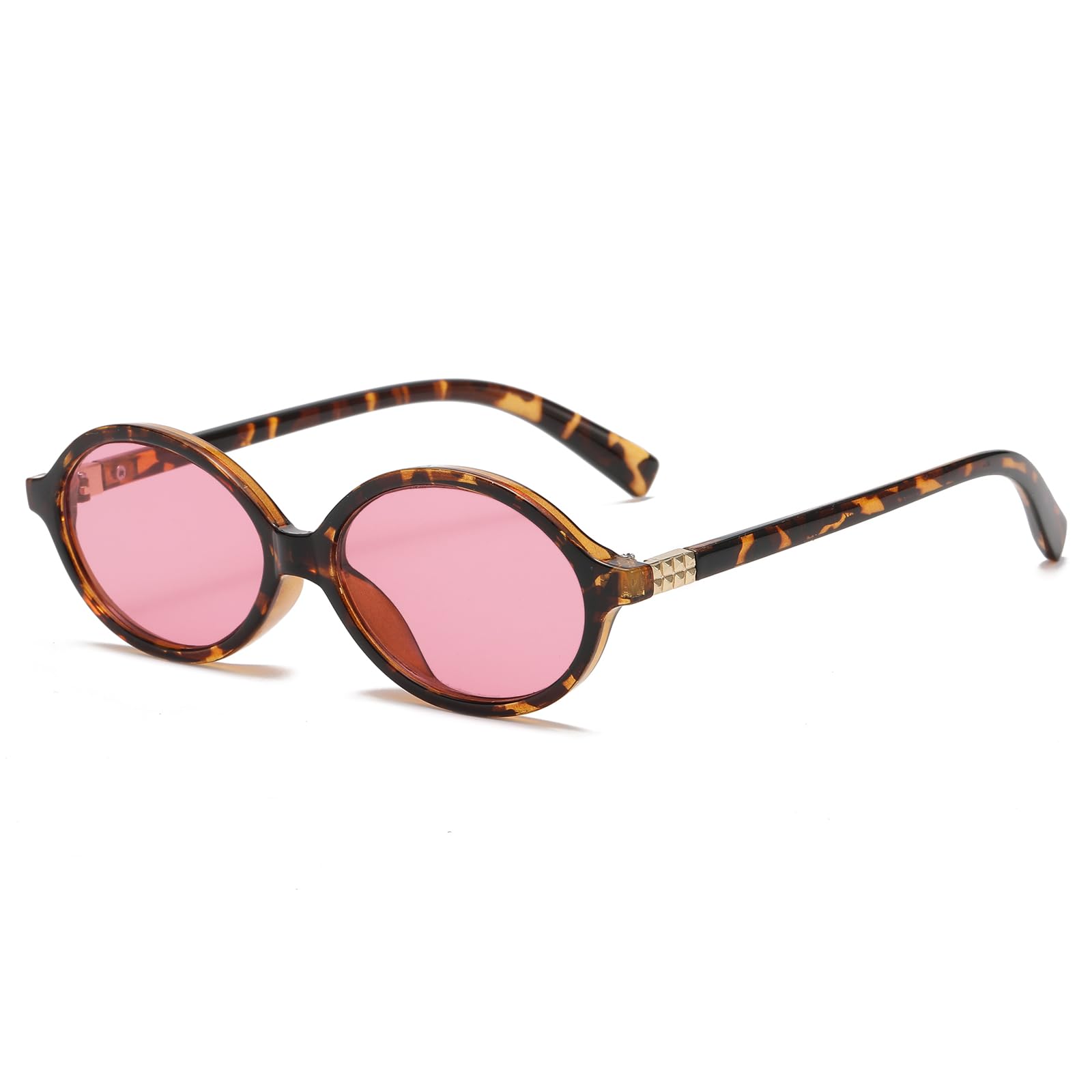 LJCZKA Retro Oval Sunglasses Women Men 90s Vintage Small Oval Shades Trendy Unisex Oval Shaped Hippie Sun Glasses