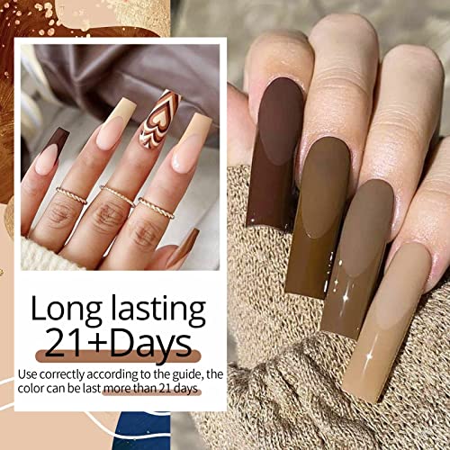 UR SUGAR Fall Winter Gel Nail Polish Set, 6 Colors Brown Gel Polish Set Caramel Coffee Burgundy Red Khaki Gel Nail Polish Kit Autumn Winter Gel Polish Set Soak Off Manicure Kit for Women - Image 4