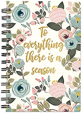Mary Square 2020 Scripture Spiral Agenda"To Everything There Is a Season" 7" x 9" Peach Floral July 2019 - December 2020