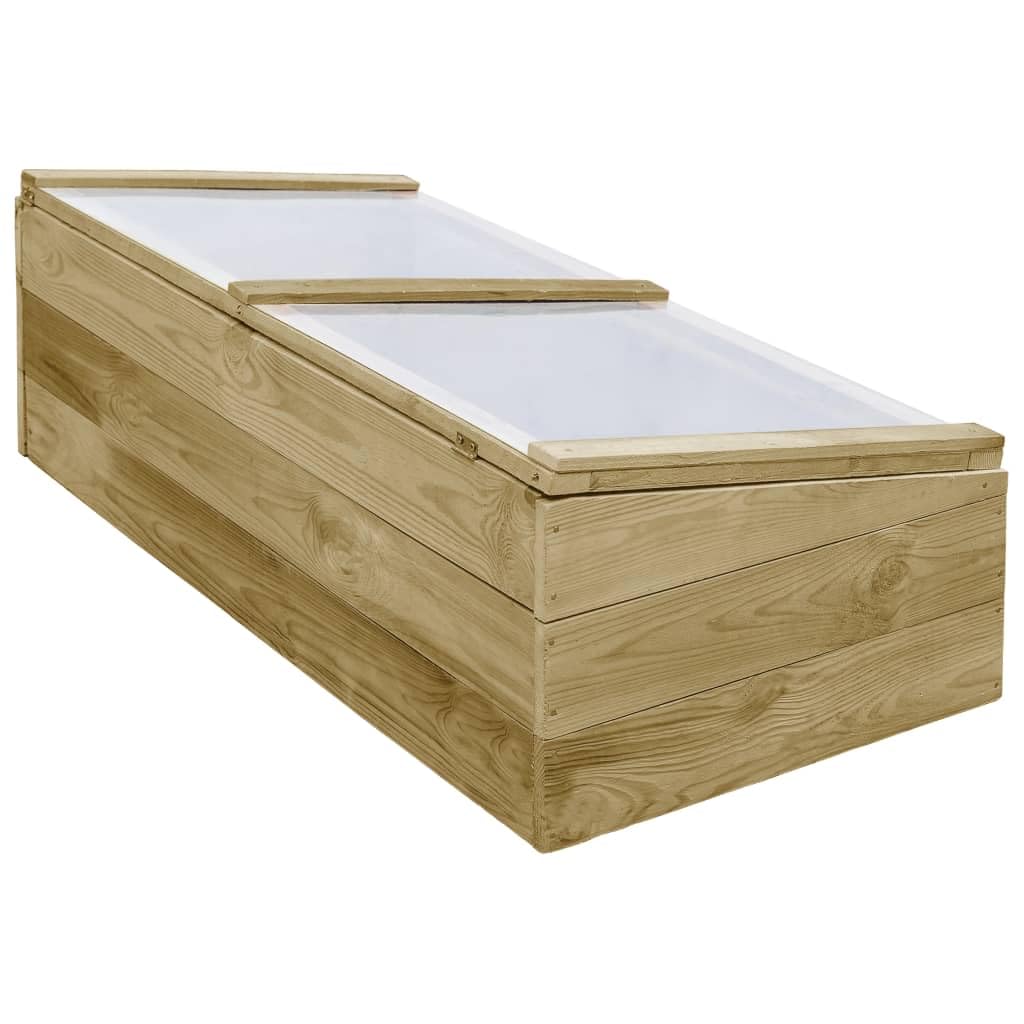 Zestaw 2 szklarni z impregnowanego drewna sosnowego, 100 x 50 x 35 cm, z dachem i PCW, inspekt do hodowli, uprawy, siewu, kiełkowania, ochrona przed mrozem na zewnątrz