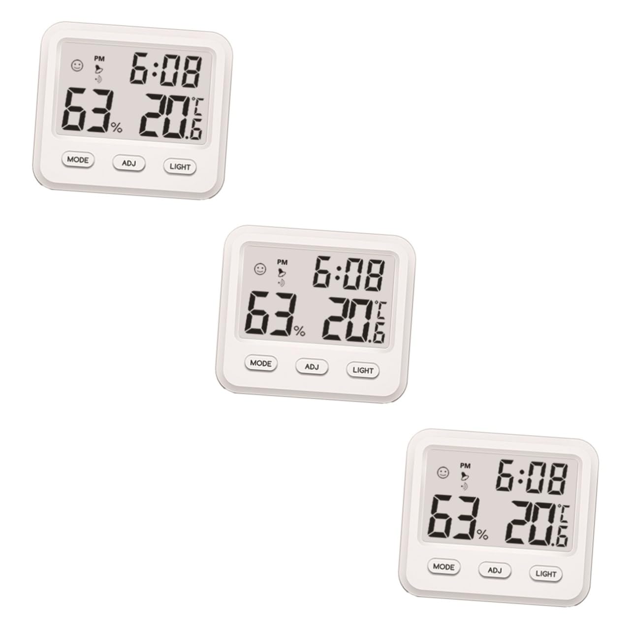 BESPORTBLE Lot De 3 Mini Moniteurs De Température Et Hygromètres Pour De Bébé Maison Bureau Avec Horloge Plastique