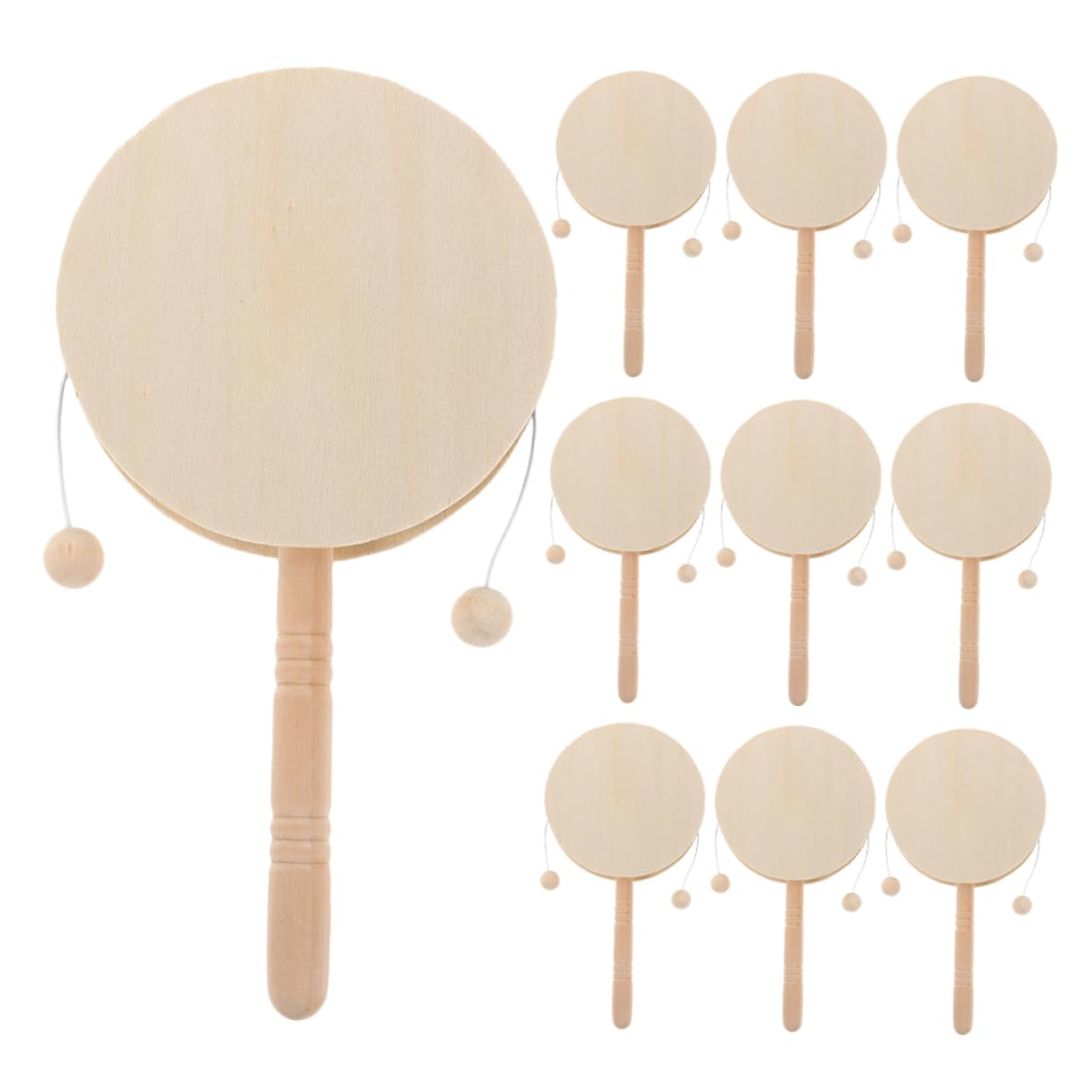 10stücke Junge Mädchen DIY Holz Rasseltrommel Rund Unbemalt Percussion Instrumente Zum Bemalen Musikalisches Kinderspielzeug Für Vorschule Kreatives Bastelprojekt