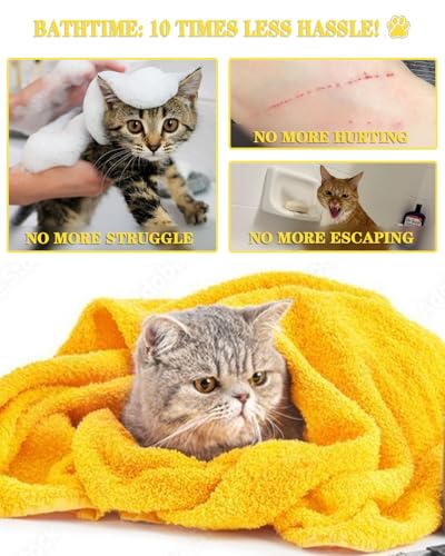 Image of Cat Bathing Bag & Nail Clipper for Bathing Set, Cat Shower Bag Anti Scratch or Bite Breathable Adjustable Mesh Grooming Washing Bag, Includes Pet Nail Clipper & File for Cats Washing