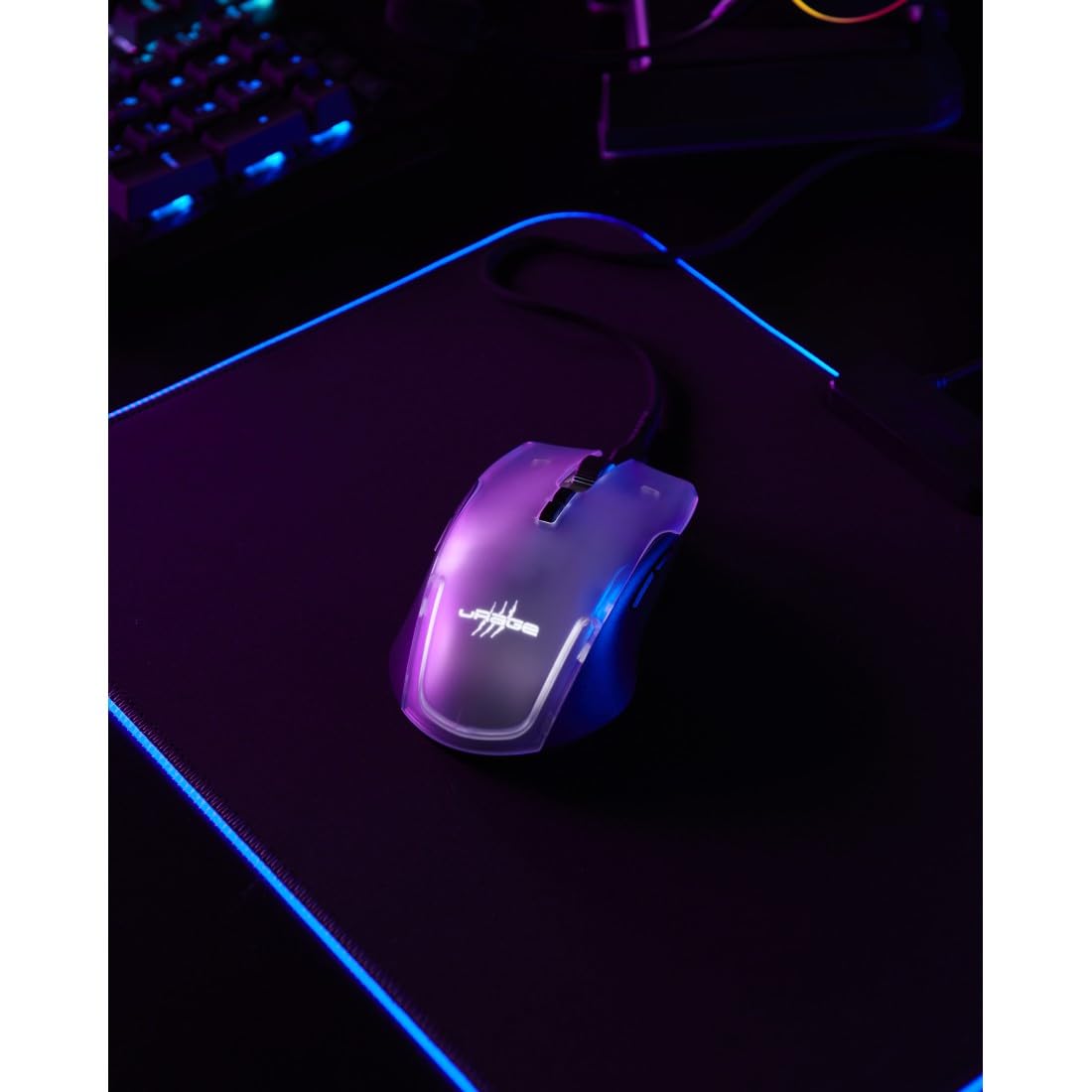 uRage - Ratón para Gamer con Cable (9 Botones programables, Sensor óptico de 12000 dpi, RGB, clics Gaming TTC-Golden, Cable USB-C Uflex) Negro