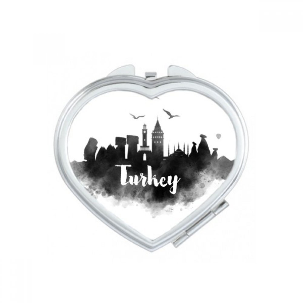 Miroir de poche Turquie design cœur, petit cadeau de maquillage portable