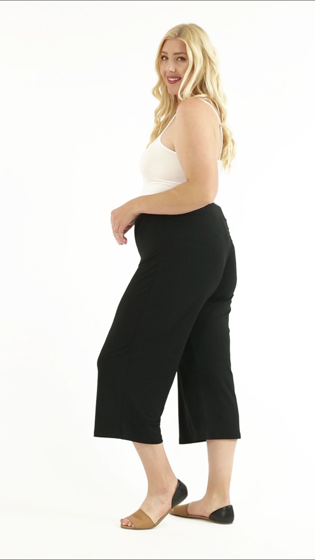 LEEBE Women and Plus Size Wide Leg Pants (S-5X) (25Black S) at