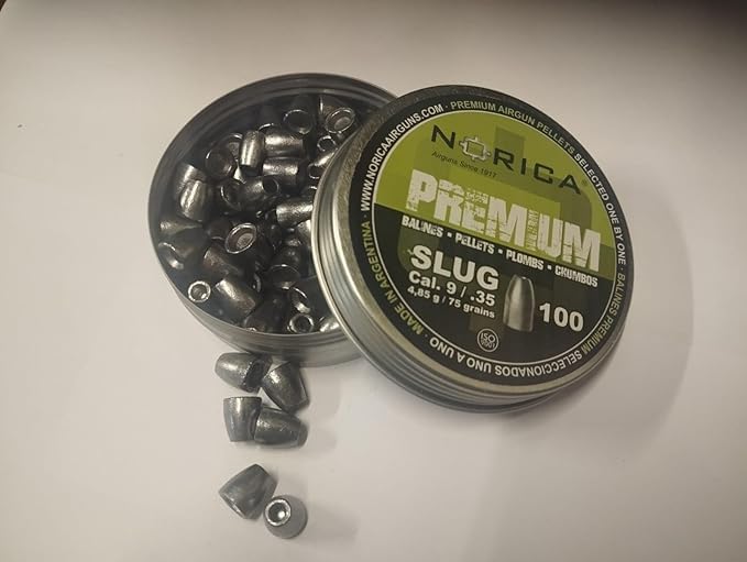Lattina per balines Premium Slug 9 mm Norica - Calibro .35-4,85 grammi [Latta 100 pelleti]