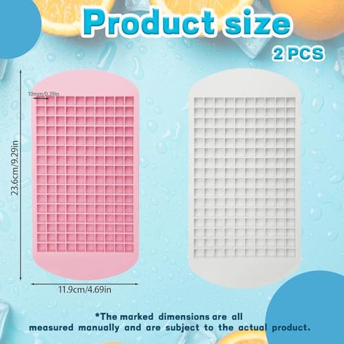 2 Pcs Mini Ice Cube Trays, 160 Grids Small Square Flexible Ice Cubes Molds, Food-Grade Ice Cube Mold for Freezer Baby Food, Whiskey, Cocktails, Milk and Juice (White + Pink) - Image 3