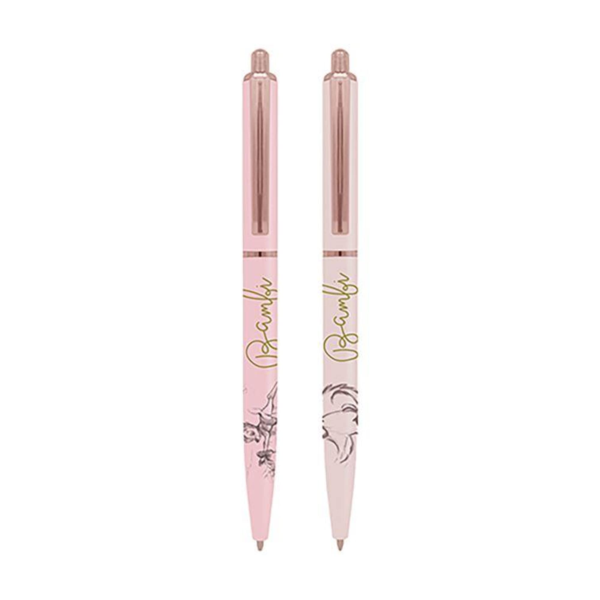 Disney Bambi Set of 2 Ballpoint Pens (Bambi On Ice Design) - Official Merchandise