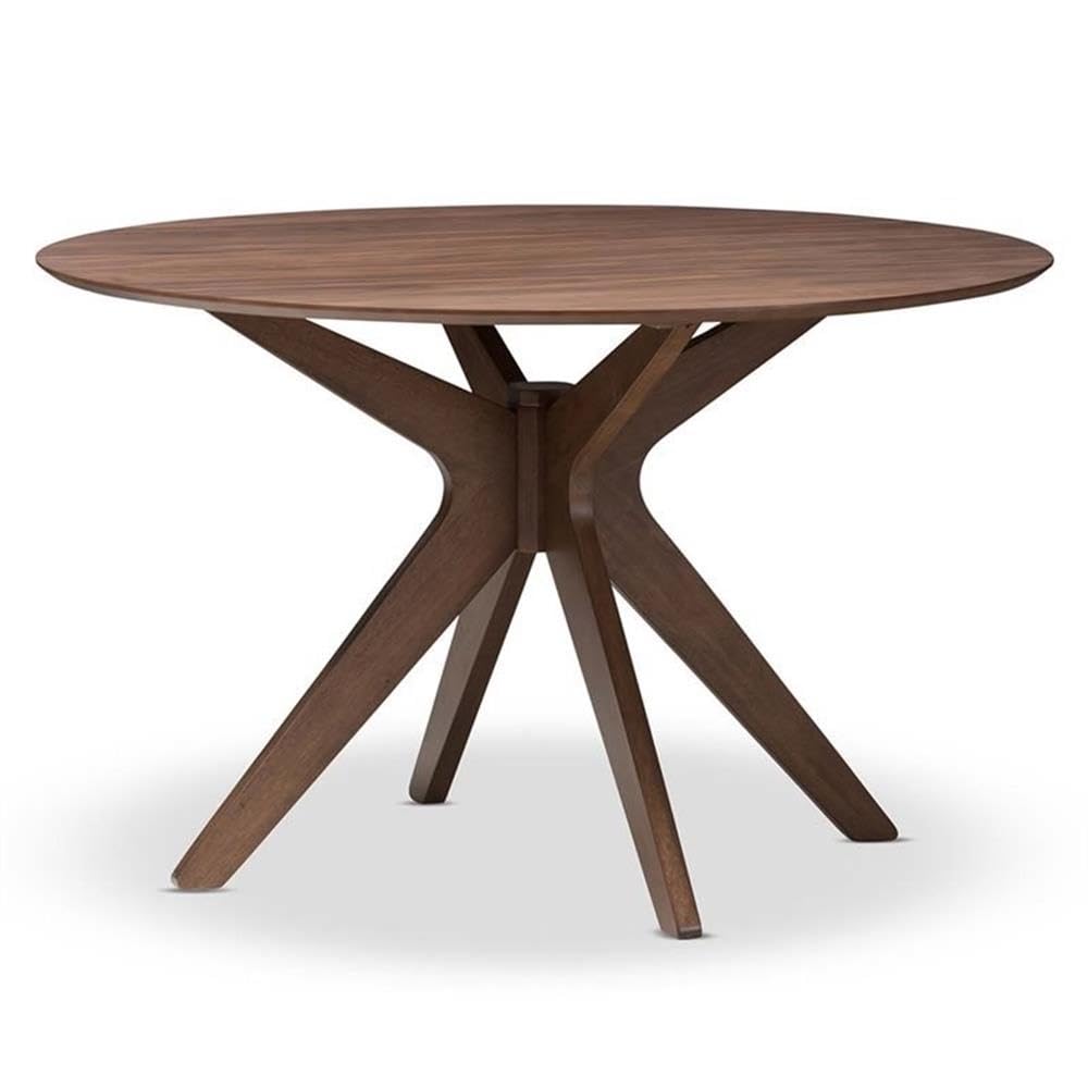 Hawthorne Collections Round Contemporary Wood Dining Table in Walnut