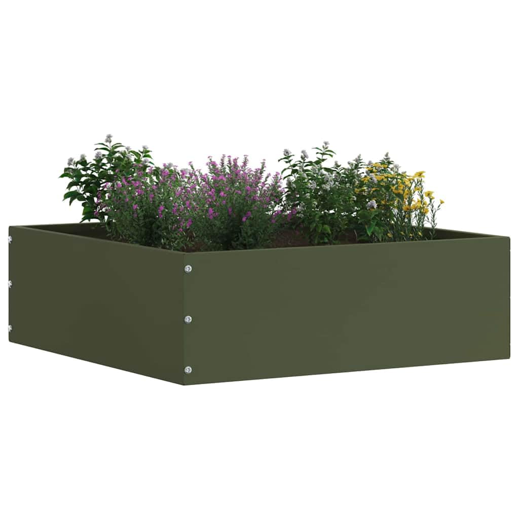 Lot de 6 bordures de pelouse en acier robuste - Vert olive - 40 x 40 x 13 cm - Bordure de jardin durable pour parterre de fleurs et aménagement paysager - Montage facile