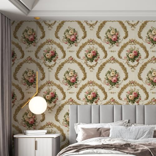 Image of PAPER PLANE DESIGN Vintage Floral Vinyl Self Adhesive Wallpaper Peel & Stick, Waterproof, Stain-Proof & Easy to Clean | 16 in X 90 in, Decor for Bedroom, Hallway, Living Room (B)