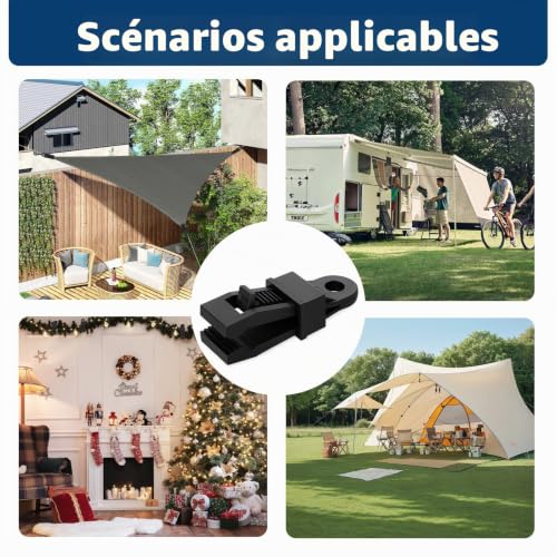 10 PCS Bâche résistants, Clip de Bâche Tente, Attaches pour Bâche Anti Vents avec Verrouillage Pinces Crocodile Léger pour Camping de Piscine, Abris – vue 5