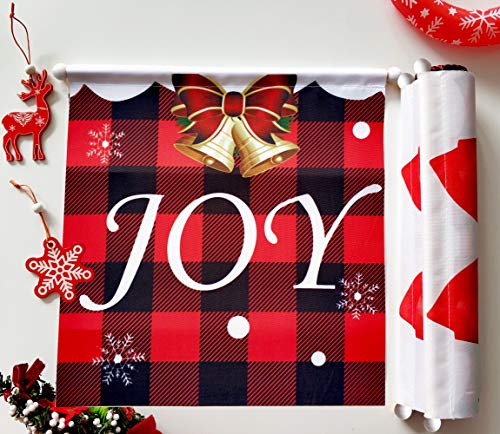 Christmas Decorations for Home, Merry Christmas Banner Buffalo Porch Sign for Indoor Outdoor Front Door Living Room Kitchen Wall Party (Style 4)