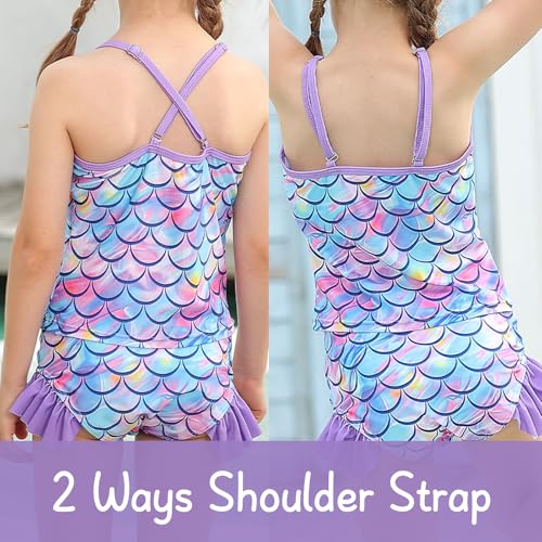 Image of BFUSTYLE Girls Swimsuit 3 Pieces Rash Guard Kids Long Sleeves Bathing Suit 3-8 Years Sun Proction Swimwear Tankini