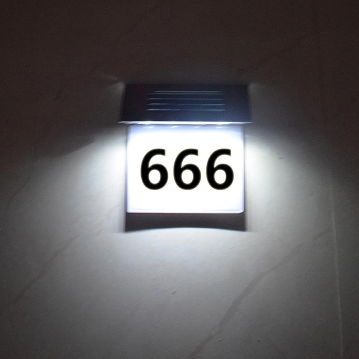 Lampada Solare da Parete con Sensore di Movimento 4led per Numero Civico, Materiale Acciaio Inossidabile e Abs, Facile da Installare, Risparmio Energetico, per Uso Esterno in Casa