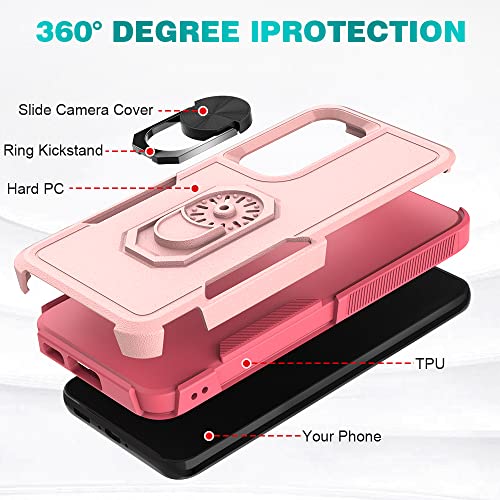 Image of Sandstone Mystery Case for Samsung Galaxy S23 Military Grade Shockproof with Metal Ring Kickstand for Samsung Galaxy S23 Phone Case - Pink