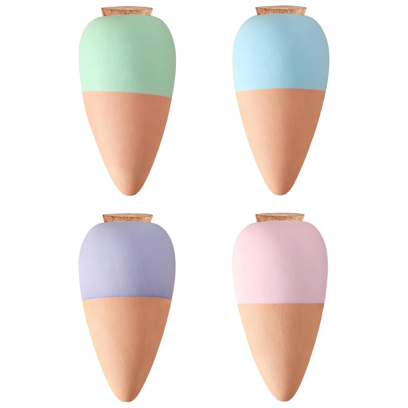 Lot de 4 piquets d'arrosage en céramique auto-arrosants, 8,2 x 14,8 cm, cônes en terre cuite pour plantes, système d'arrosage goutte à goutte à diffusion lente, arroseur automatique