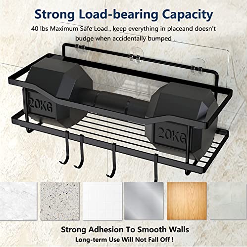 Itsdawn Shower Caddy Basket Shelf With Hooks For Hanging Sponge Self Adhesive Bathroom Shelf For Inside Shower, Stainless Steel Shower Rack Organizer Storage For Bathroom Wall, Black #TOP3