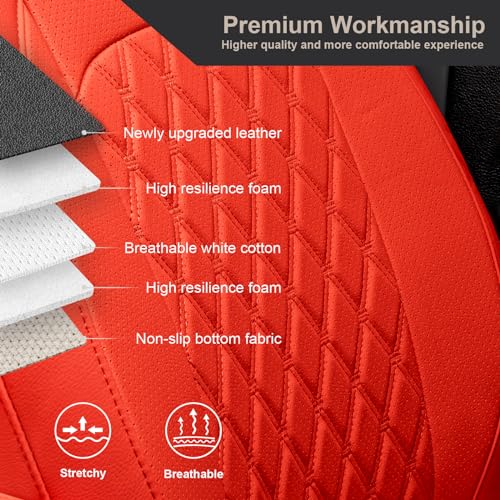 Image of GIANT PANDA Gladiator Seat Covers Custom Fit for Jeep Gladiator 2020-2026 Without Rear Cup Holder JT Sport Rubicon Mojave Willys Freedom,Red