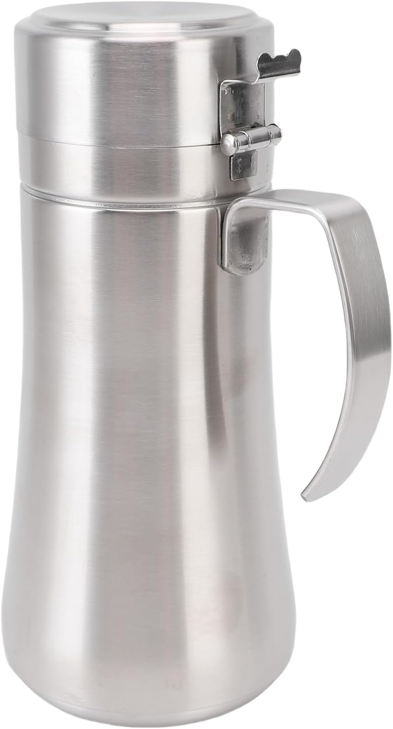 SIXRUN Stainless Steel Olive Oil Dispenser Bottle, Cooking Oil Can Leakproof Oil Container Rustproof Pot with Lid for Kitchen BBQ, Outdoor Picnic, Compact and Lightweight (800ML)
