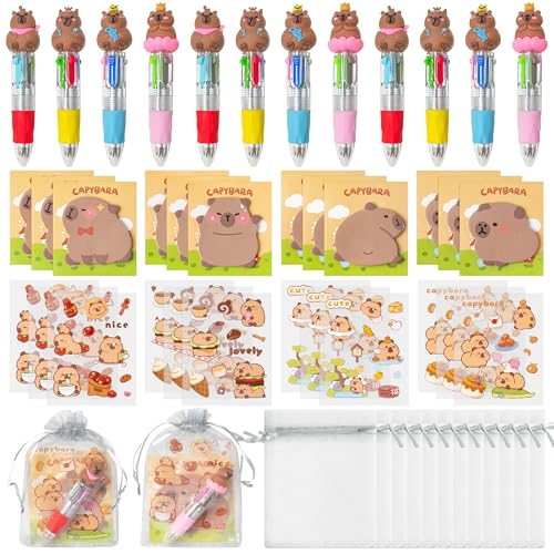 Stylos capybara et autocollants pour animer un anniversaire enfant ou une kermesse