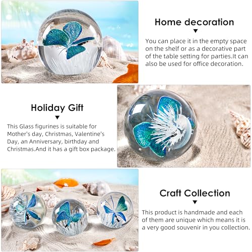 Eustuma ZJ-HAI KUI Hand Blown Glass Butterfly Paperweight thumb #2
