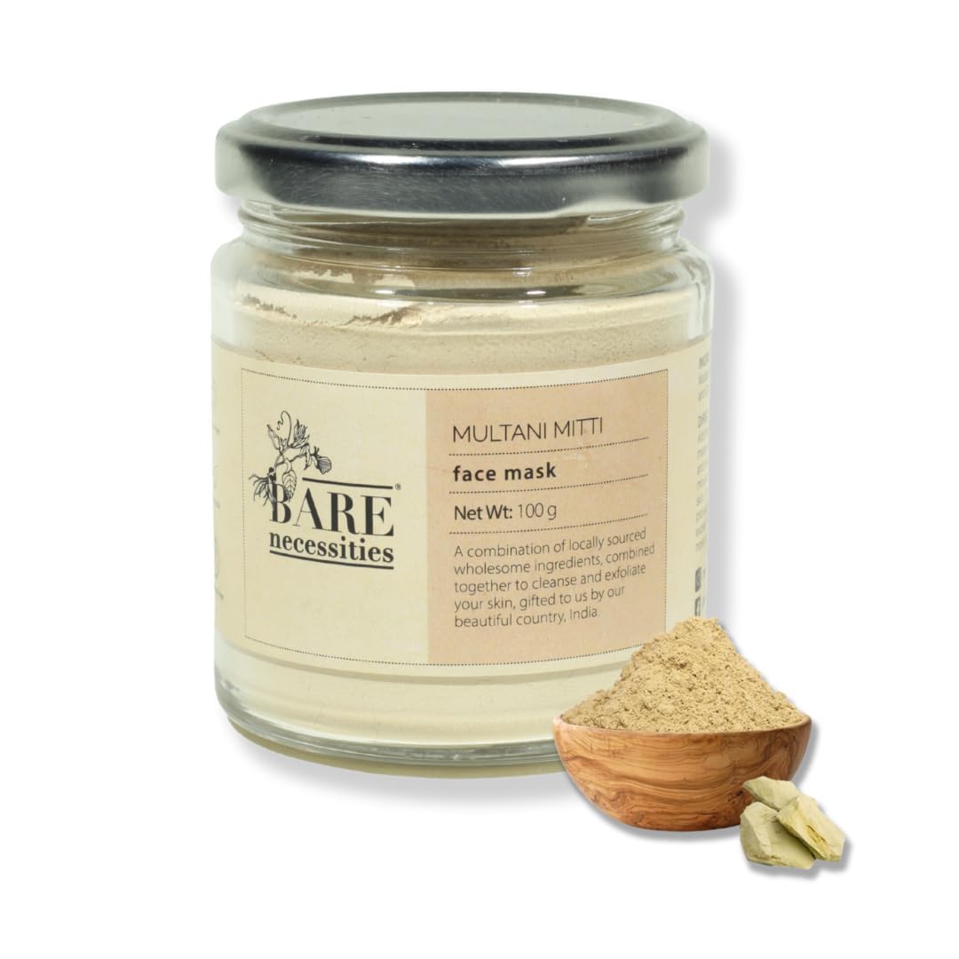 Bare Necessities Organic Multani Mitti Powder for Face | Pure Fuller's Earth Detan Face Mask for Exfoliation & Clear Skin| Tan Removal Multani Mitti Powder for All Skin Types | Clay Face Pack | 100g