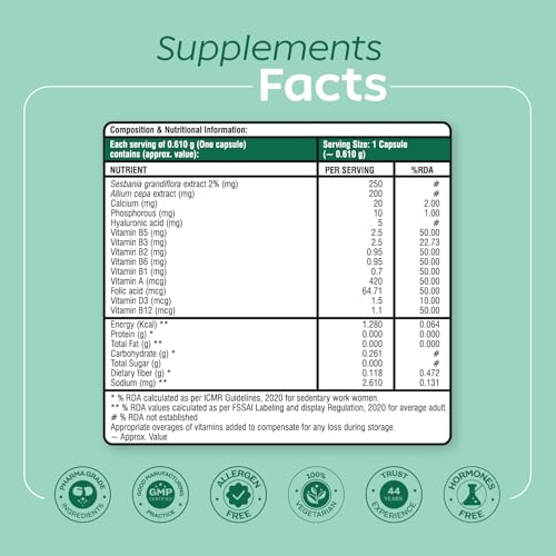 Image of Arth Biotin Capsules For Hair Growth, Skin & Nails - 120 Veg Capsules for Men & Women | Vitamin A, B, D3, Folic Acid, Keratin Builder & Hyaluronic Acid | Supplement For Healthy Hair, Nails & Skin