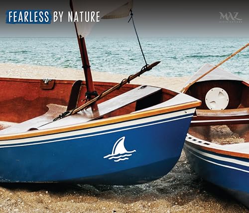 Image of MAZ DISTRIBUTIONS - Shark Fin Sticker - Vinyl Shark Fin Sticker for Car, Truck, SUV, and Van - Indoor and Outdoor Use for Wall - Waterproof Decal for Laptop and Skateboard - MAZ 449 (White)