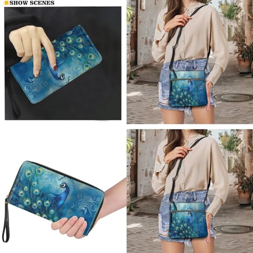 Lotusorchid Leather Handbag with Wallet Pouch Set for Women 2Pcs Crossbody Bag with Matching Wallet with Zipper Closure3