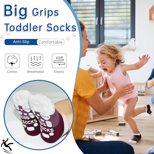 HYCLES Toddler Non-Slip Ankle Socks With Grippers Anti Slip Low Cut Socks for Baby Kids Boys Girls 5 Pairs2
