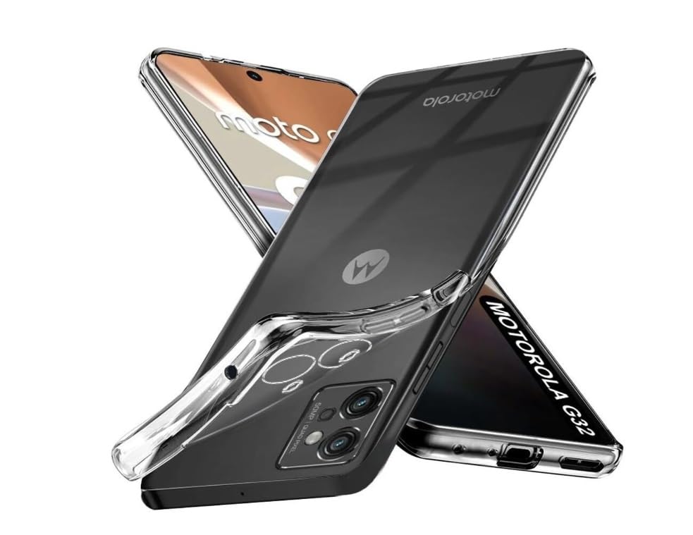 Image of REALCASE Silicone Moto G32 4G Back Cover Case, Scratch Resistant Protective Crystal Clear Transparent Shock Proof Bumper Back Cover Case for Moto G32 4G