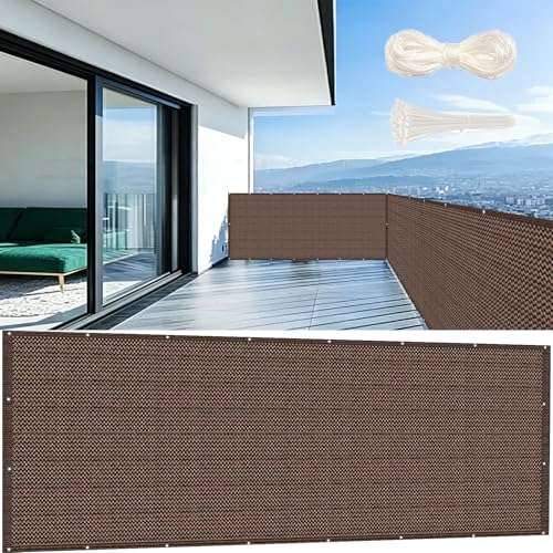 Brise vue balcon HDPE marron résistant vent et écran de balcon