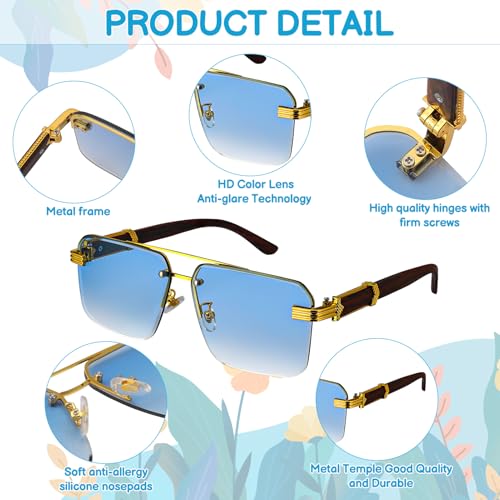 5 Pairs Rimless Sunglasses for Women Men Fashion retro semi Rectangle Square Frameless UV400 Protection Cool Sunglasses3