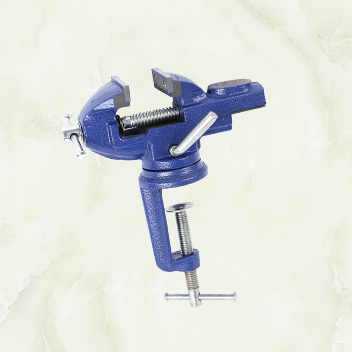 Morsetto da Banco Mini 50mm Blu, Tavola Piana 360° | Ferro, Leggero e Portatile, per Gioielli e Legno, Adatto a Modellismo e Hobbisti