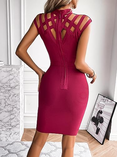 Image of meilun Hight Neck Cut Out Bandage Dress Mini Formal Party Gowns Wedding Guest Dress for Women