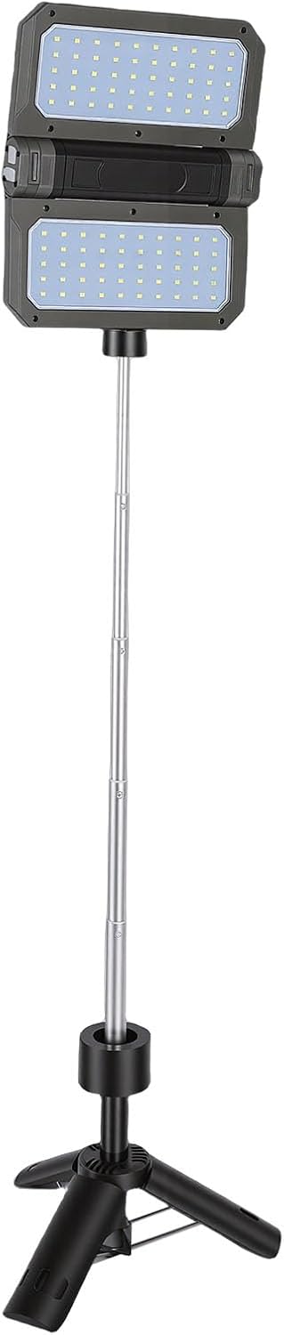Solar Camping Light, High Brightness Dual Sided Foldable LED Tent Light, Telescopic Handle for Outdoor Hiking