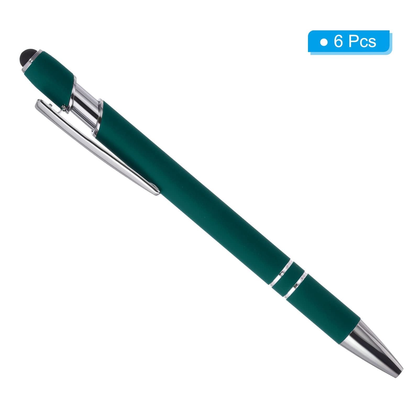 PATIKIL 6 Pack 2 in 1 Metal Pen with Stylus Tip, Black Ink, 1.0mm Medium Point, Touch Screen Compatible, Dark Green - Image 3
