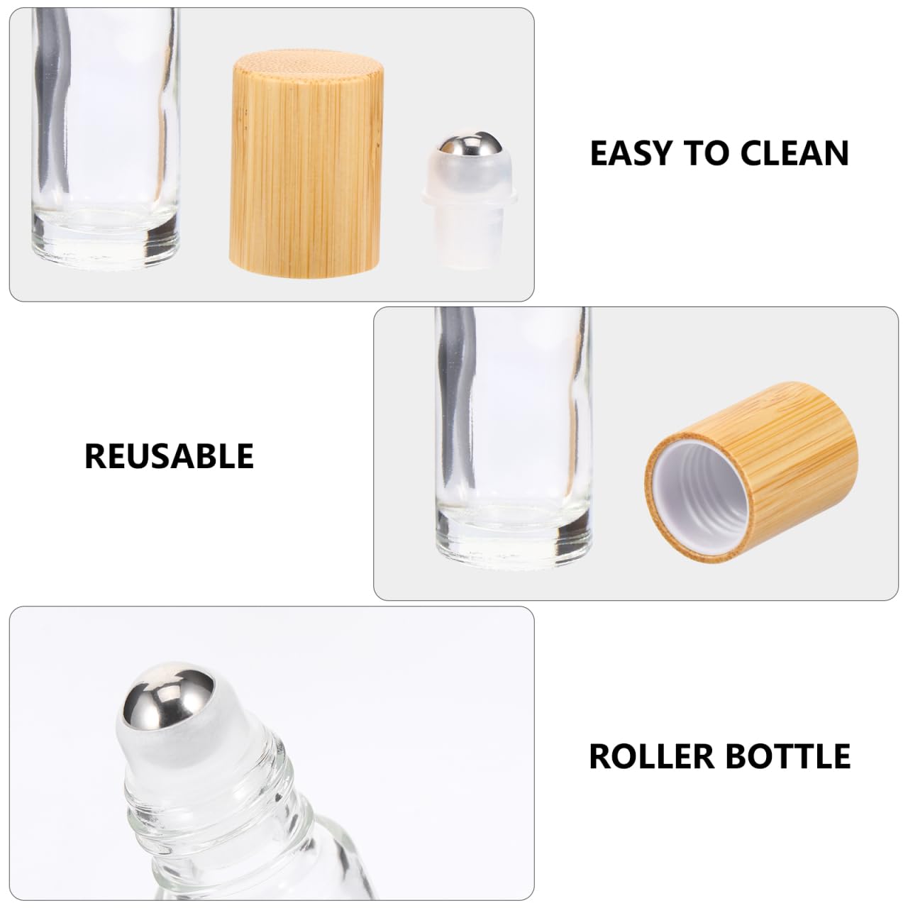 OUNONA Botellas Roll-on De Vidrio De 3.38In Para Aceites Esenciales Y Perfumes Mini Botellas Recargables Transparentes Antifugas Para Viajes Y Uso Diario