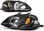 Pair of Black Housing Amber Corner Headlight Assembly Lamps Kit Compatible with Honda Civic EJ EK EM 99-00