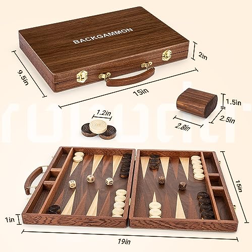 Ropoda T-BG-SL Sapele Wood Backgammon Board Game Set thumb #3