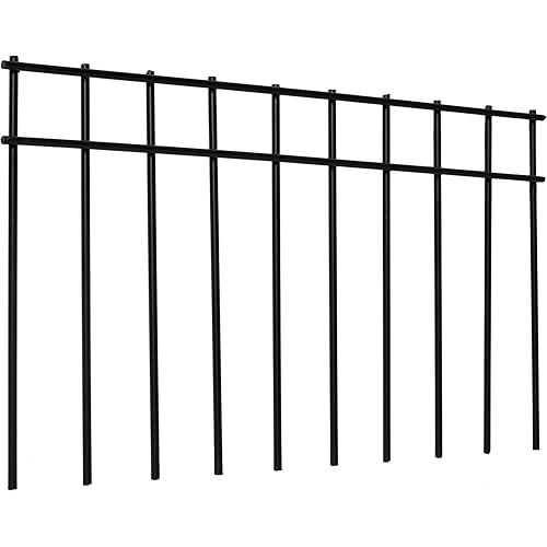 17”x10” (25 Pack) No Dig Animal Barrier Fence with 1.5inch Spike Spacing, 4 Gauge Black Powder Coated Steel - Underground Decorative Garden Dog Fence Ground Stakes for Outdoor Garden Yard Patio